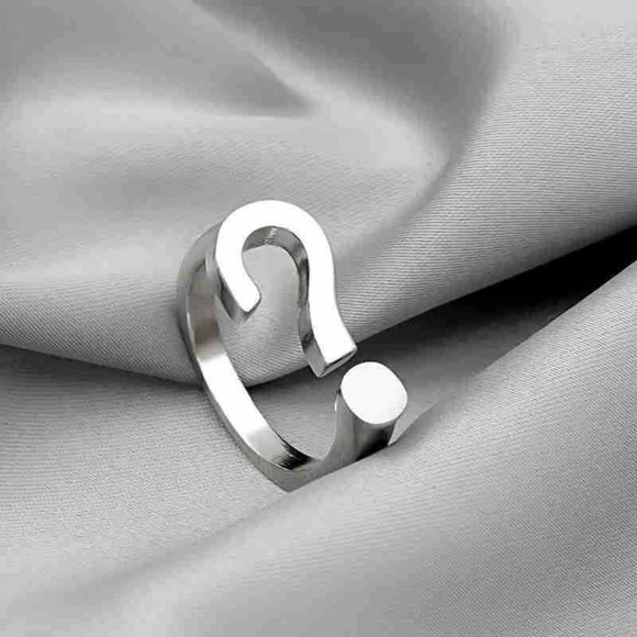 Sterling Silver Unique Question Mark Open Ring - Picture 1 of 7